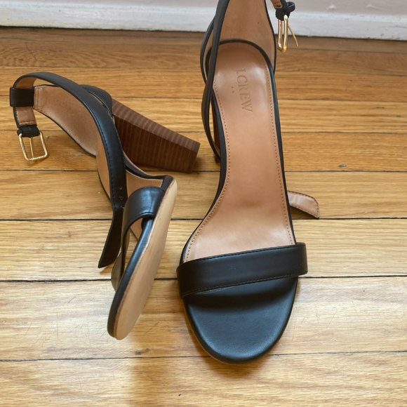 Black J. Crew Ankle Strap Heeled Sandals - Picture 4 of 8